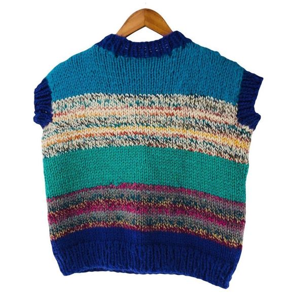 VINTAGE | Colorful Handmade Knit Sweater | X-Large - Picture 2 of 4